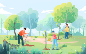 植树节手绘插画