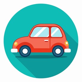 图标风格的小轿车侧面