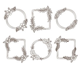 矢量手绘花卉花框