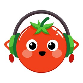 戴耳机听音乐的西红柿