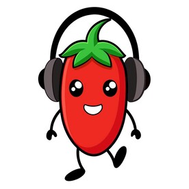 戴耳机听音乐的辣椒