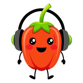 戴耳机听音乐的甜椒