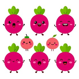 多个不同表情的卡通萝卜集合