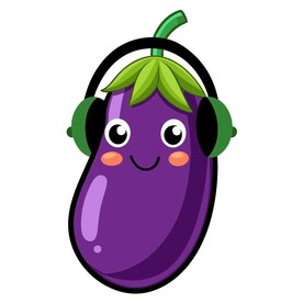 戴耳机听音乐的茄子