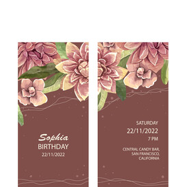 水彩手绘生日横幅生日卡