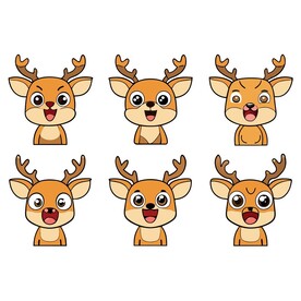 卡通梅花鹿不同情绪状态的组合