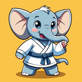 穿白色战斗服的拟人大象