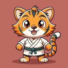 穿白色战斗服的拟人虎