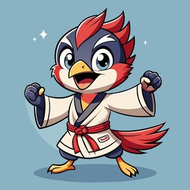 穿白色战斗服的拟人啄木鸟