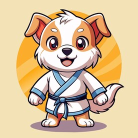 穿白色战斗服的拟人狗