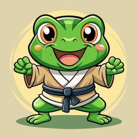 穿白色战斗服的拟人青蛙