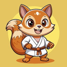 穿白色战斗服的拟人松鼠