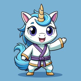 穿白色战斗服的拟人雄独角兽