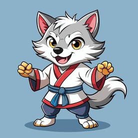 穿白色战斗服的拟人狼