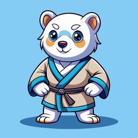 穿白色战斗服的拟人北极熊