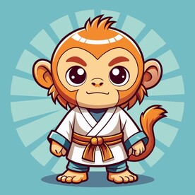 穿白色战斗服的拟人长鼻猴