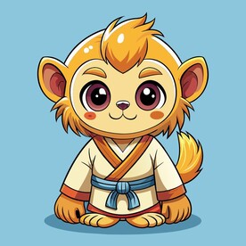 穿白色战斗服的拟人金丝猴