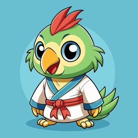 穿白色战斗服的拟人鹦鹉