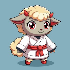 穿白色战斗服的拟人绵羊