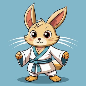 穿白色战斗服的拟人兔子