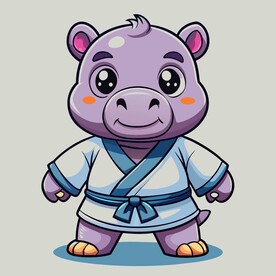 穿白色战斗服的拟人河马