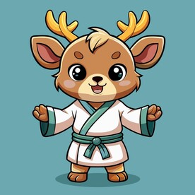 穿白色战斗服的拟人麋鹿