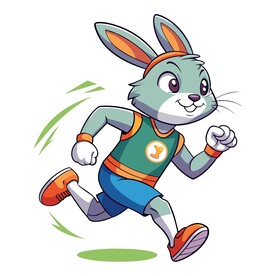 穿着运动服跑步的兔子