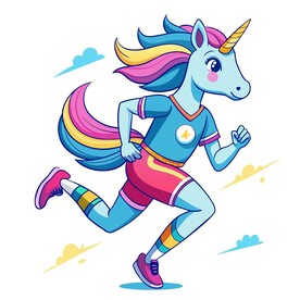 穿着运动服跑步的独角兽