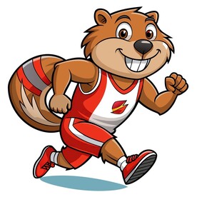 穿着运动服跑步的河狸