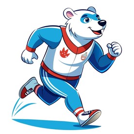 穿着运动服跑步的北极熊