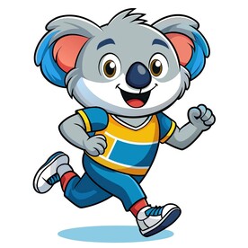 穿着运动服跑步的考拉