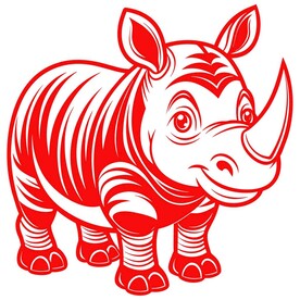 剪纸风格的犀牛