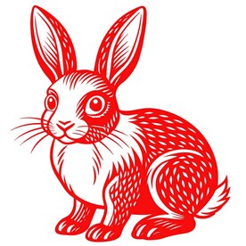 剪纸风格的兔子