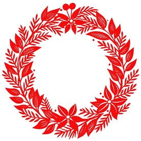 剪纸风格的花环