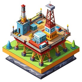 细节丰富的海上油井 