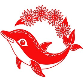剪纸风格的海豚