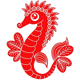 剪纸风格的海马