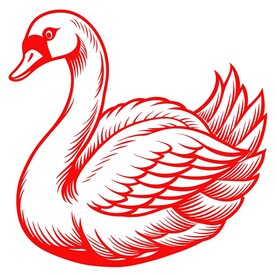 剪纸风格的天鹅