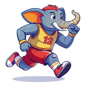 穿着运动服跑步的大象