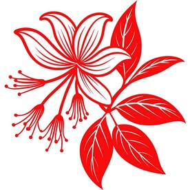 剪纸风格的金银花