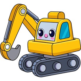 可爱风格的挖掘机