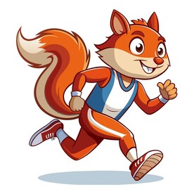 穿着运动服跑步的松鼠