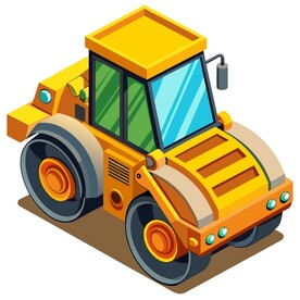 细节丰富的压路机 