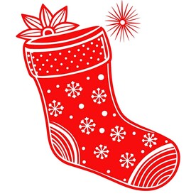 剪纸风格的礼物袜