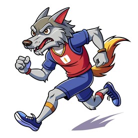 穿着运动服跑步的狼