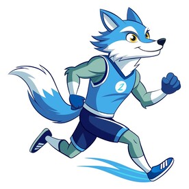 穿着运动服跑步的北极狐