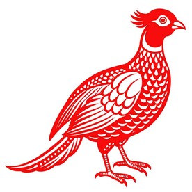 剪纸风格的锦鸡