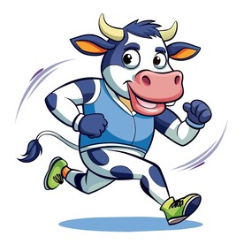 穿着运动服跑步的奶牛