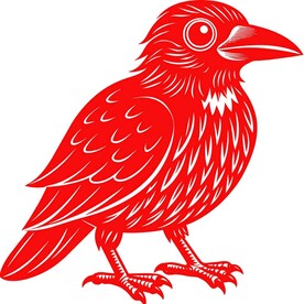 剪纸风格的乌鸦