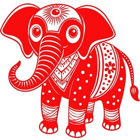 剪纸风格的大象